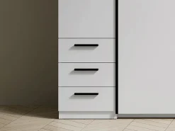 Vente-unique Armario con 6 cajones y 4 puertas con espejo L270 cm - ARVOLIA