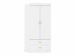 Sale Armario con 2 puertas 2 cajones y 6 estantes An100 cm blanco y dorado - GRIMORI Armario