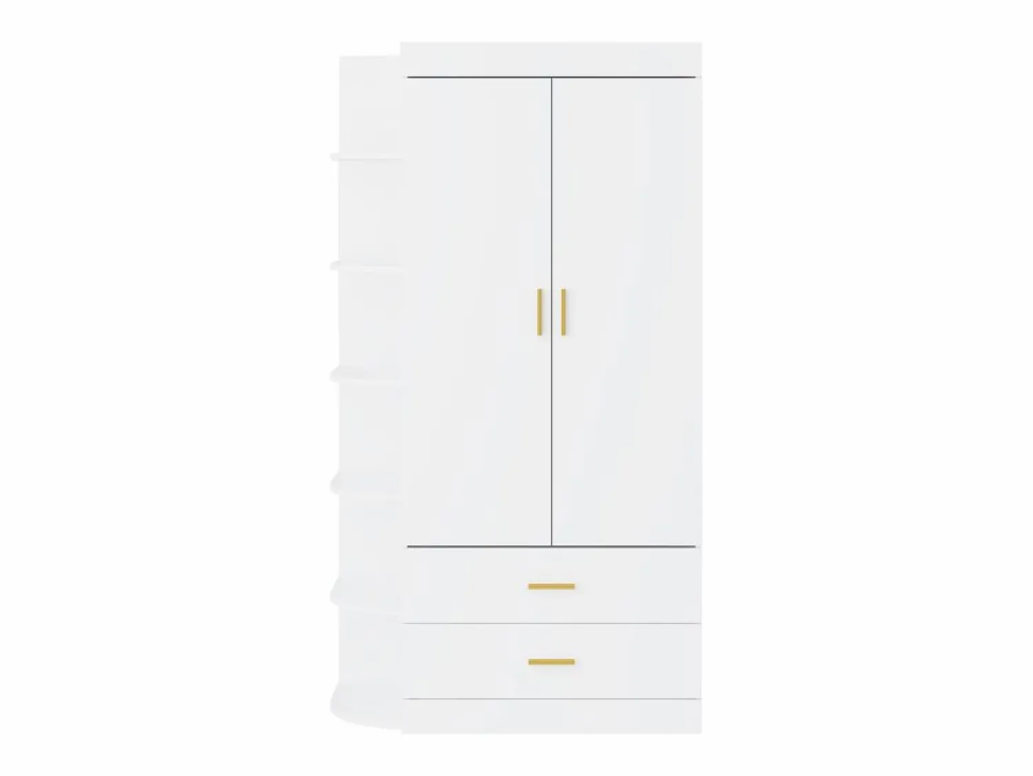Sale Armario con 2 puertas 2 cajones y 6 estantes An100 cm blanco y dorado - GRIMORI Armario