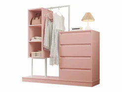 Armario con cajones - 140 x 40 x 135 cm - conjunto de armario con 4 cajones - aglomerado - Armario