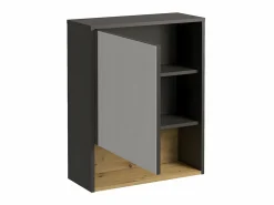 Sale Vente-unique Armario con espejo - 60 cm - estantes de pared - Antracita - YANGRA Gris antracita
