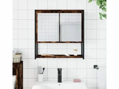 Sale Armario con espejo baño madera roble ahumado 60x16x60 cm ES909601 Mueble De Pared Para Baño