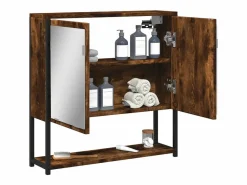 Sale Armario con espejo baño madera roble ahumado 60x16x60 cm ES909601 Mueble De Pared Para Baño