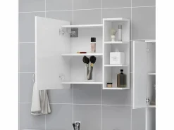 Armario con espejo de baño madera contrachapada 62,5x20,5x64 cm ES170363 Blanco
