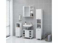 Armario con espejo de baño madera contrachapada 62,5x20,5x64 cm ES170363 Blanco