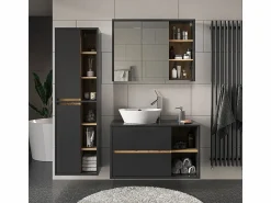 Clearance Armario con espejo para baño roble artesanal 100x18x75 viola Mueble De Pared Para Baño
