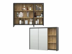 Clearance Armario con espejo para baño roble artesanal 100x18x75 viola Mueble De Pared Para Baño