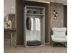 Abiks Möbel Armario con puertas batientes Andrew 1 100 / 202 / 52 (Blanco + asas: Oro)