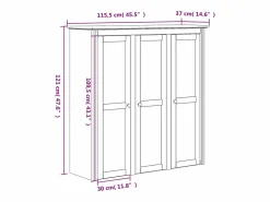 New Clicnbuy Armario con puertas de vidrio BODO madera maciza pino Blanco
