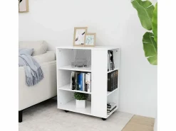 Online vidaxl Armario con ruedas de madera contrachapada 60x35x75 cm Blanco