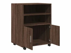 Armario con ruedas de roble marrón 60x48x81 cm madera de ingeniería