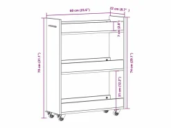 Outlet Armario con ruedas madera de ingeniería 60x22x79 cm Cajonera De Escritorio
