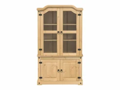 Online Armario con vitrina Corona madera maciza pino 103,5x42x180 cm Aparador De Cocina