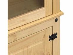 Online Armario con vitrina Corona madera maciza pino 103,5x42x180 cm Aparador De Cocina