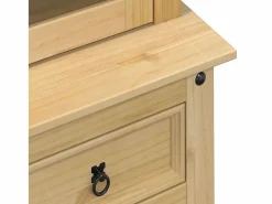 New vidaxl Armario con vitrina Corona madera maciza pino 100x48,5x179 cm Color natural claro