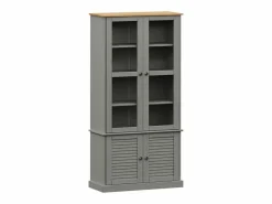 Clicnbuy Armario con vitrina VIGO madera maciza pino 85x35x170 cm Gris