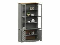 Clicnbuy Armario con vitrina VIGO madera maciza pino 85x35x170 cm Gris