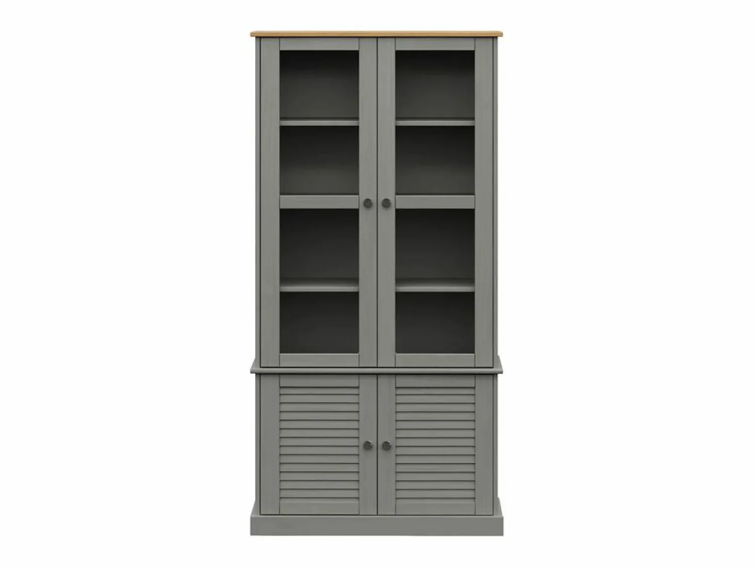 Clicnbuy Armario con vitrina VIGO madera maciza pino 85x35x170 cm Gris