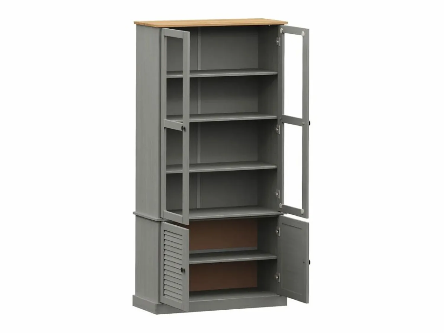 Clicnbuy Armario con vitrina VIGO madera maciza pino 85x35x170 cm Gris