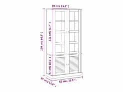 Clicnbuy Armario con vitrina VIGO madera maciza pino 85x35x170 cm Gris