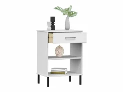 Clearance Clicnbuy Armario consola patas de metal madera maciza pino OSLO Blanco