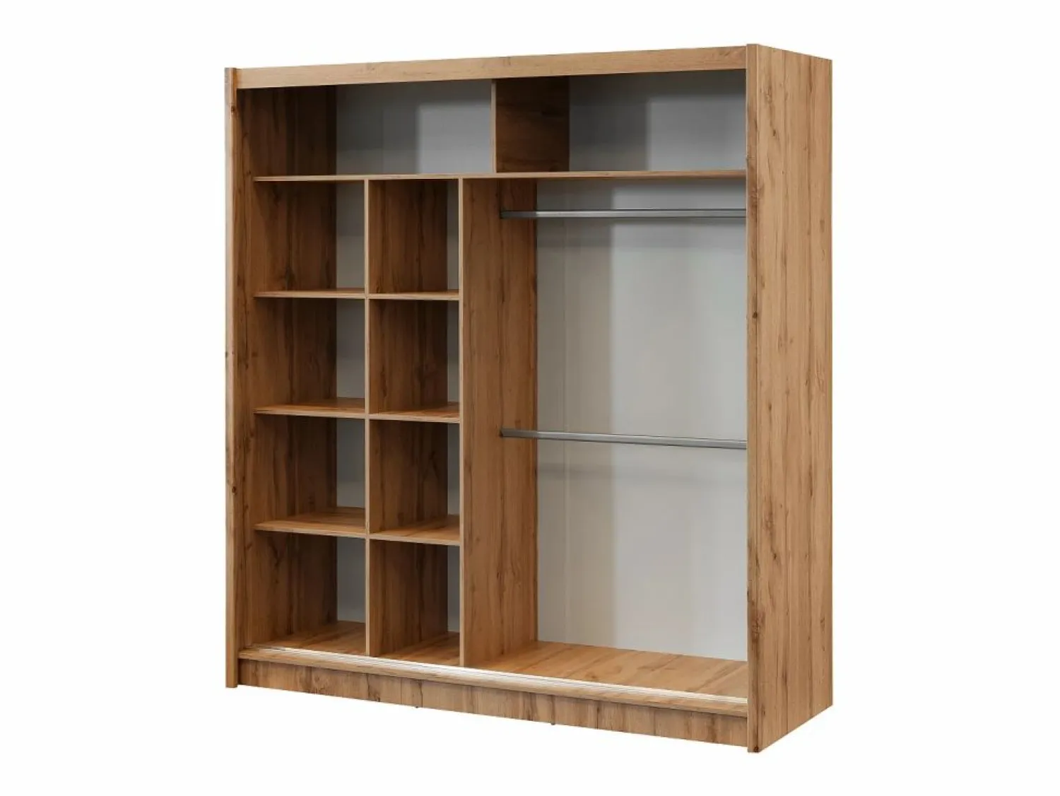 Vente-unique Armario corredero CALOWI de 2 puertas con espejo, ancho 203 cm, color natural y negro