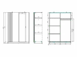 Vente-unique Armario corredero de 2 puertas con espejo, 150 cm de ancho, color y natural - CALELA Blanco