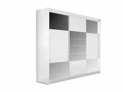 Best Armario corredero ROVINJA de 2 puertas con espejo, 203 cm de ancho, Armario
