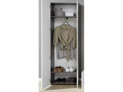 Les Tendances Armario de 2 puertas de melamina blanca y gris con espejo Bezzi