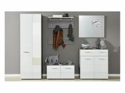 Les Tendances Armario de 2 puertas de melamina blanca y gris con espejo Bezzi