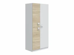 Outlet Armario de 3 puertas de 200x90x52 cm con barra de colgar extraíble en -beige Tomy Armario