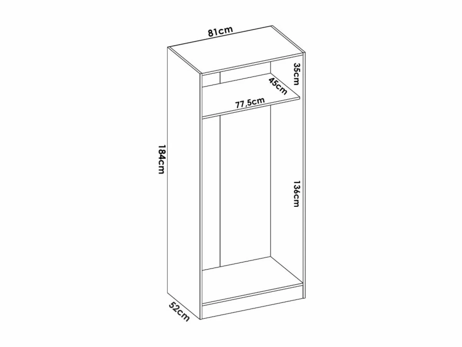 Clearance Armario de 2 puertas L81 cm en color - LISTOWEL Armario