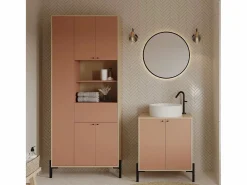 Discount Calicosy Armario de 4 puertas y 1 cajón con espejo H201,5 cm - ELISA Terracota