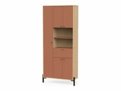 Discount Calicosy Armario de 4 puertas y 1 cajón con espejo H201,5 cm - ELISA Terracota