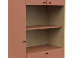 Discount Calicosy Armario de 4 puertas y 1 cajón con espejo H201,5 cm - ELISA Terracota