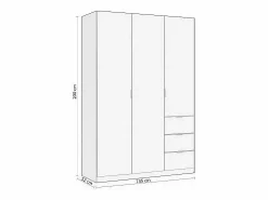 duehome Armario de 3 puertas y 3 cajones en blanco 135x200 cm Magan Blanco