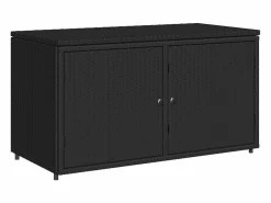 Discount vidaxl Armario de almacenaje de jardín ratán PE 110x55x60,5 cm Negro