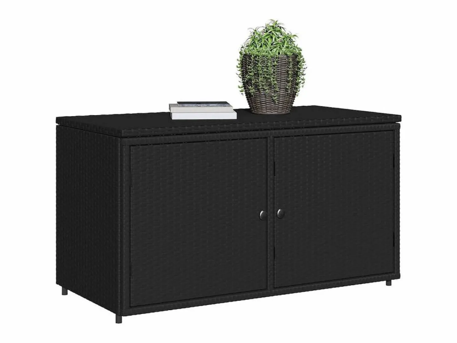 Discount vidaxl Armario de almacenaje de jardín ratán PE 110x55x60,5 cm Negro