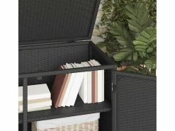 Discount vidaxl Armario de almacenaje de jardín ratán PE 110x55x60,5 cm Negro