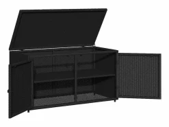 Discount vidaxl Armario de almacenaje de jardín ratán PE 110x55x60,5 cm Negro
