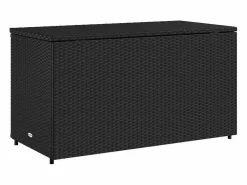 Discount vidaxl Armario de almacenaje de jardín ratán PE 110x55x60,5 cm Negro