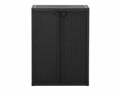 Clearance vidaxl Armario de almacenaje de jardín PP ratán 65x45x88 cm Negro