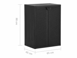 Clearance vidaxl Armario de almacenaje de jardín PP ratán 65x45x88 cm Negro