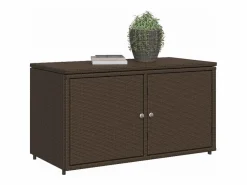 Clearance vidaxl Armario de almacenaje de jardín ratán PE marrón 110x55x60,5 cm Marru00f3n