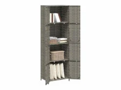 Discount Armario de almacenaje de jardín ratán PE 59x40x180 cm Armario De Jardín