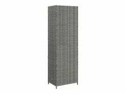 Discount Armario de almacenaje de jardín ratán PE 59x40x180 cm Armario De Jardín