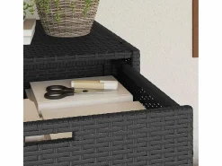 New Armario de almacenaje de jardín ratán PE 105x55x113 cm Baúl De Jardín