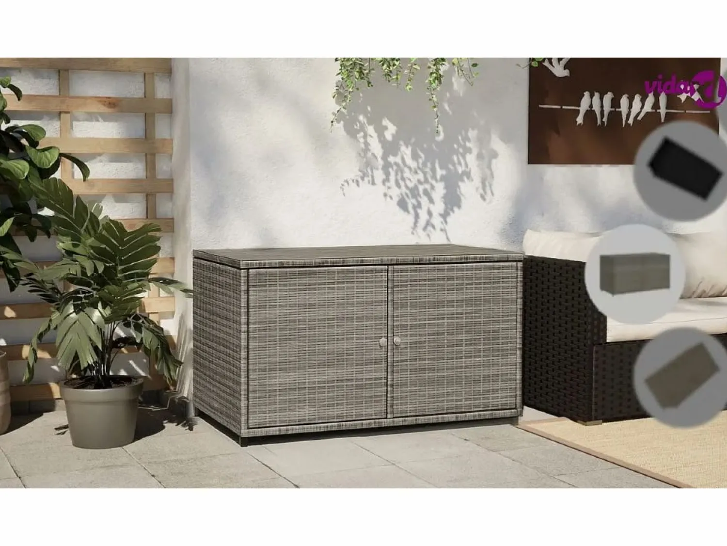 vidaxl Armario de almacenaje de jardín ratán PE 110x55x60,5 cm