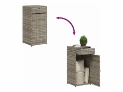 Sale vidaxl Armario de almacenaje de jardín ratán PE 55x55x111 cm Gris