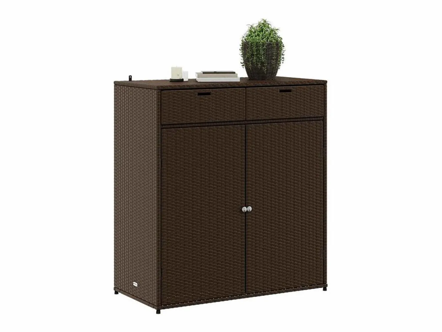 vidaxl Armario de almacenaje de jardín ratán PE marrón 105x55x113 cm